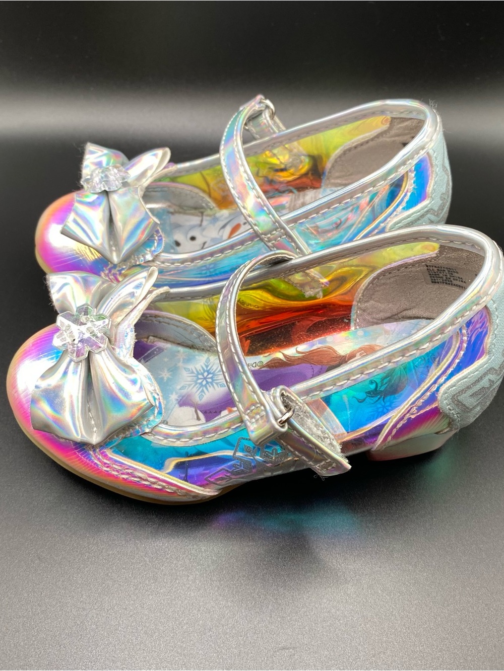 Disney Frozen Iridescent Mary Jane Dress Shoes for Kids with Bow Accent